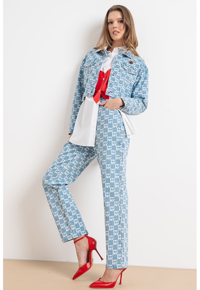 Късо дънково яке с лого DKNY