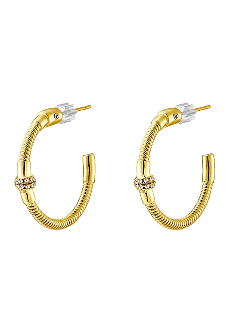 Обеци с покритие от 18K злато и циркони Loisir by Oxette