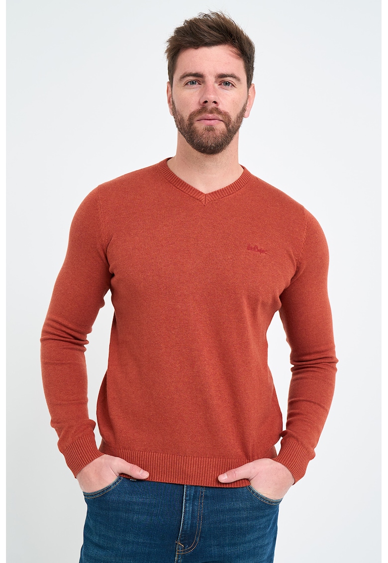 Памучен пуловер с шпиц Lee Cooper