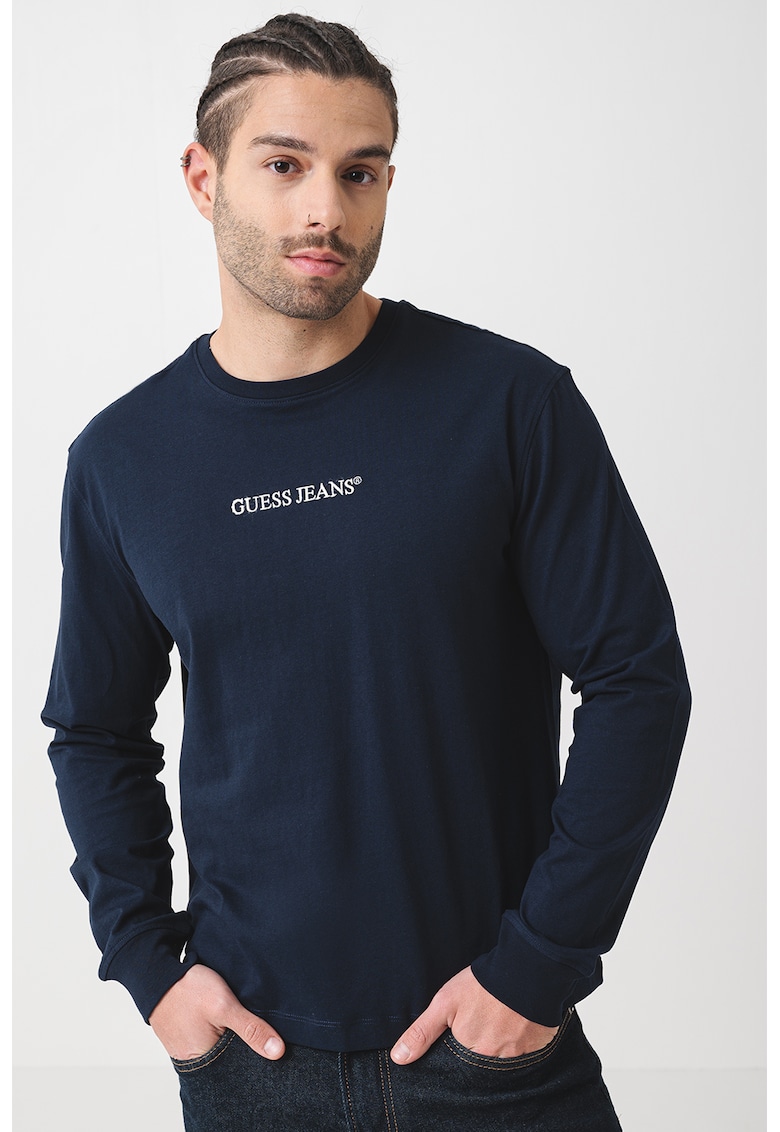 Памучна блуза с бродирано лого GUESS JEANS