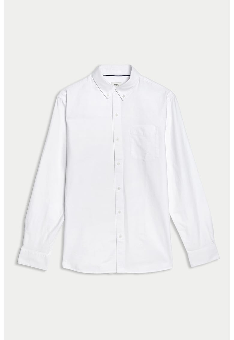 Памучна риза с яка с копчета Marks  Spencer