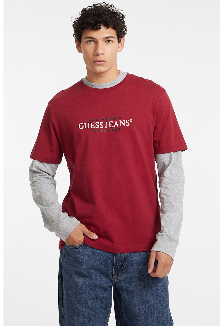 Памучна тениска с лого GUESS JEANS