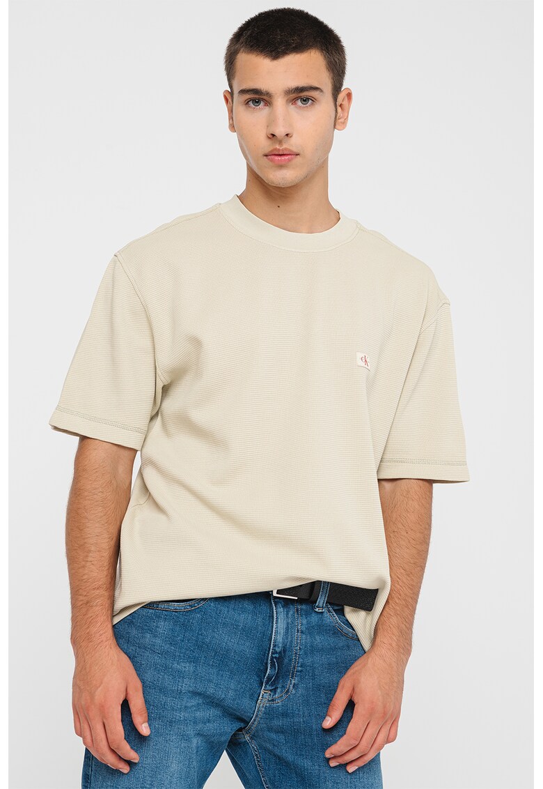 Памучна тениска с овално деколте CALVIN KLEIN JEANS