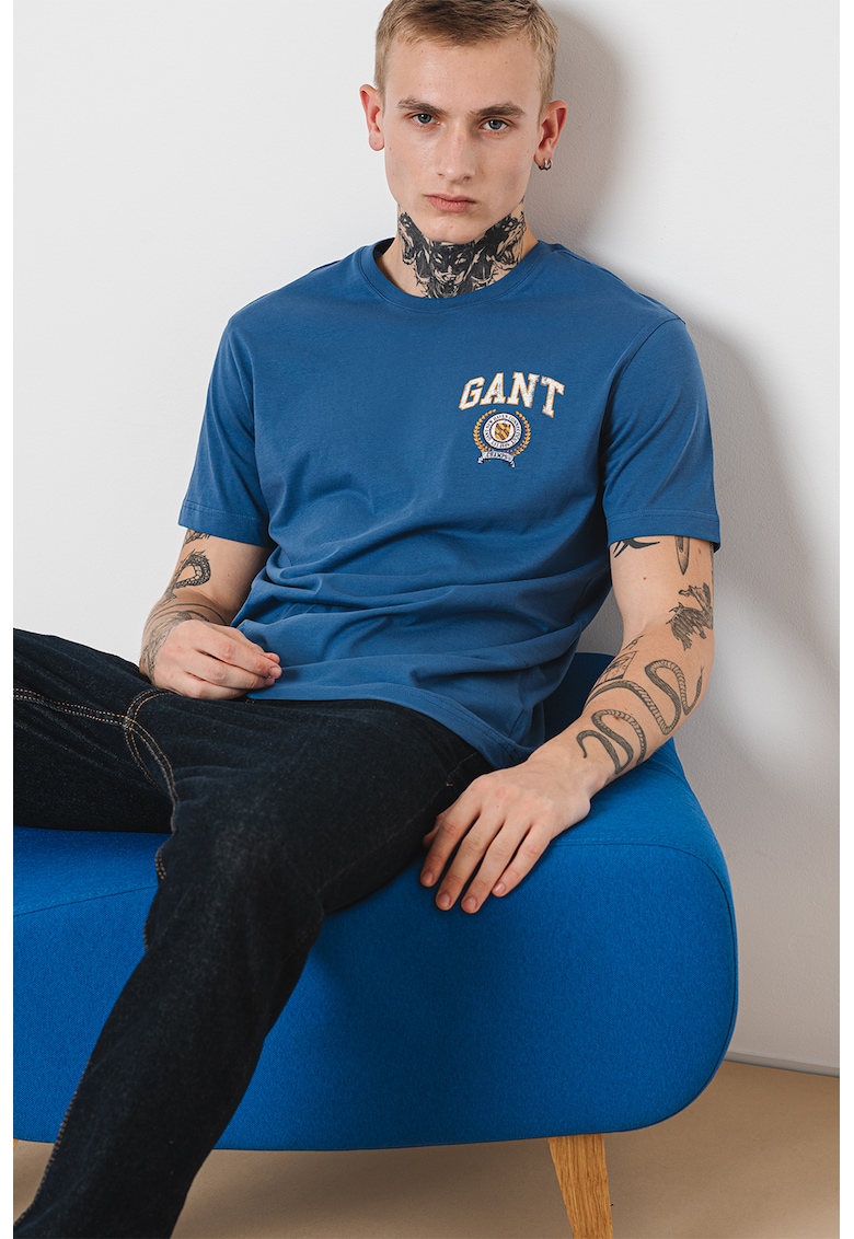 Памучна тениска с овално деколте Gant
