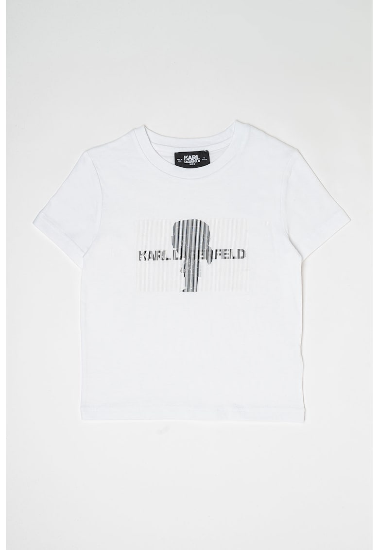 Памучна тениска с овално деколте и лого KARL LAGERFELD KIDS