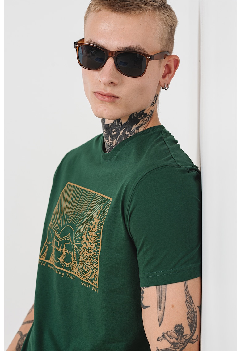 Памучна тениска с принт Gant
