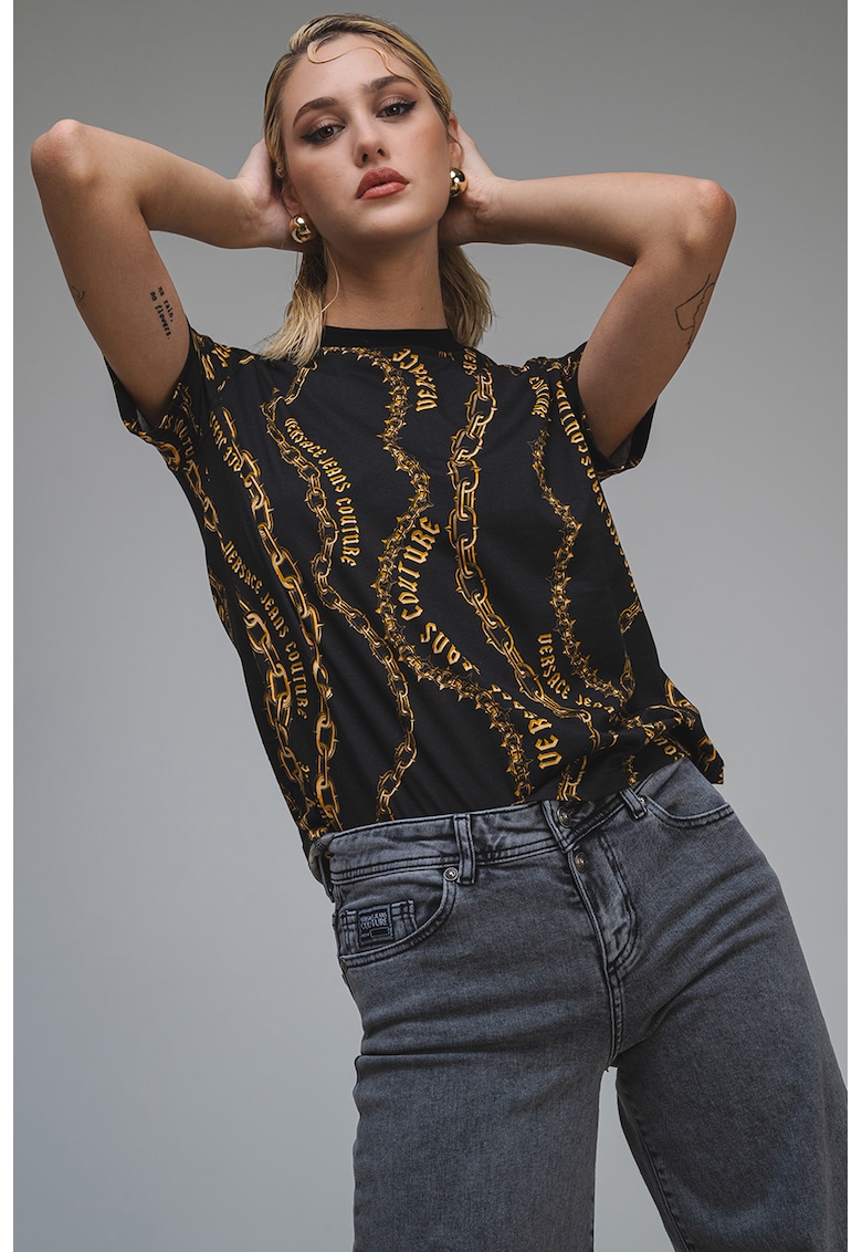 Памучна тениска с принт Versace Jeans Couture