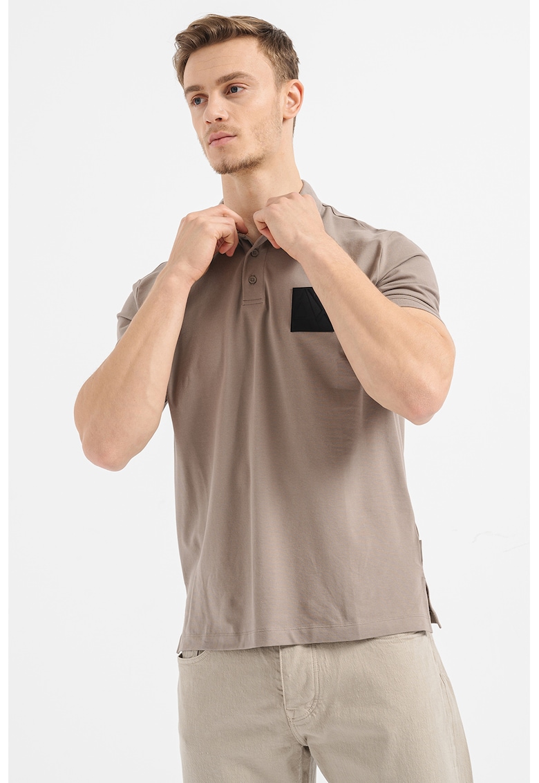 Памучна тениска с яка и лого ARMANI EXCHANGE