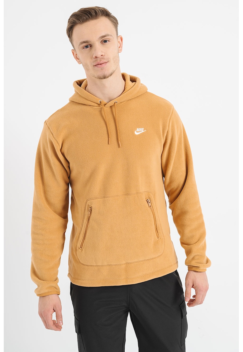 Плюшено худи с цип и джоб кенгуру Nike