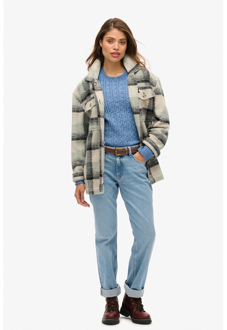 Пуловер с плетка осморка SUPERDRY