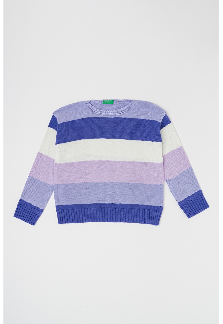 Пуловер с райе и овално деколте United Colors of Benetton