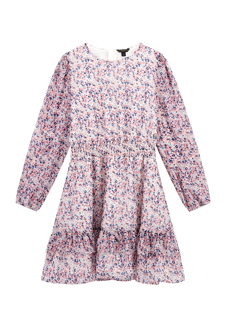 Разкроена рокля с флорален принт GUESS KIDS