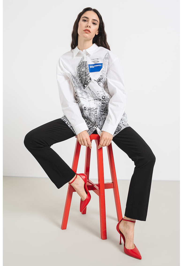 Риза от органичен памук с паднали ръкави KARL LAGERFELD JEANS
