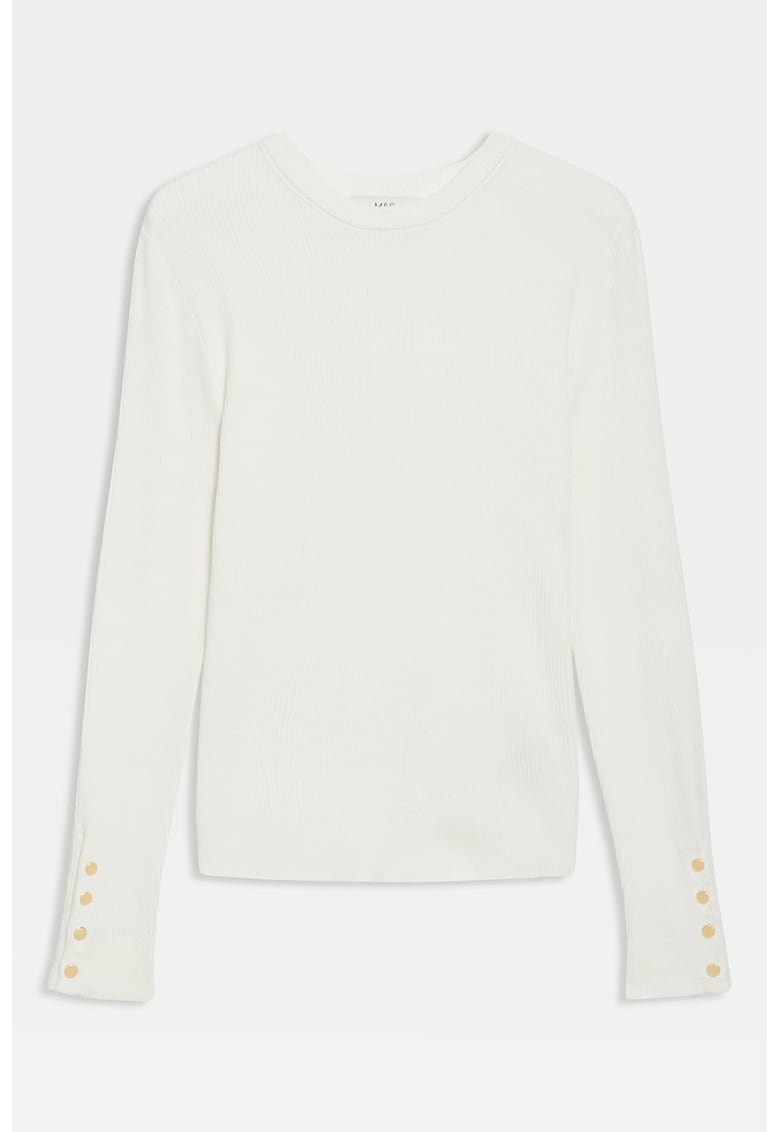 Рипсен пуловер с овално деколте Marks  Spencer