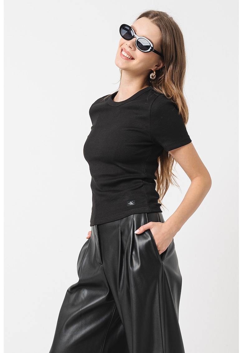 Рипсена тениска с лого CALVIN KLEIN JEANS