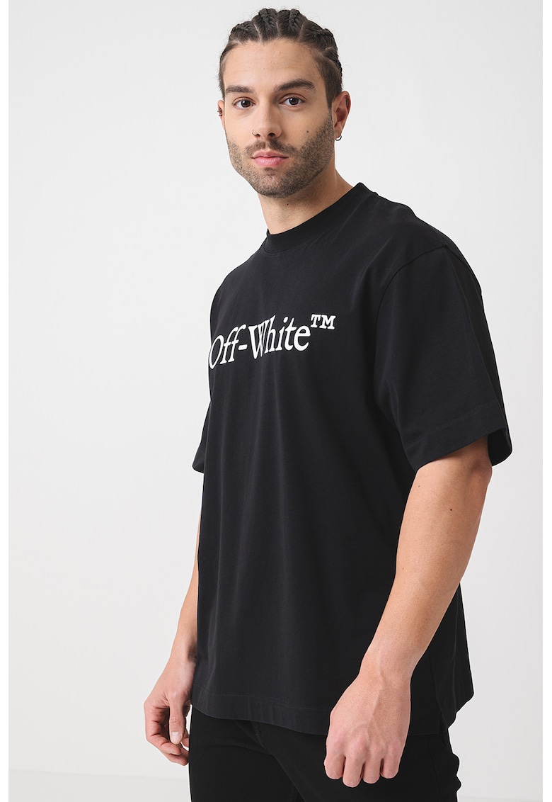 Свободна памучна тениска с лого OFF-WHITE