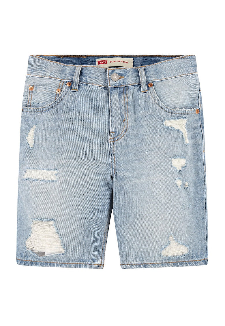 Слим къси дънки със захабен ефект Levis