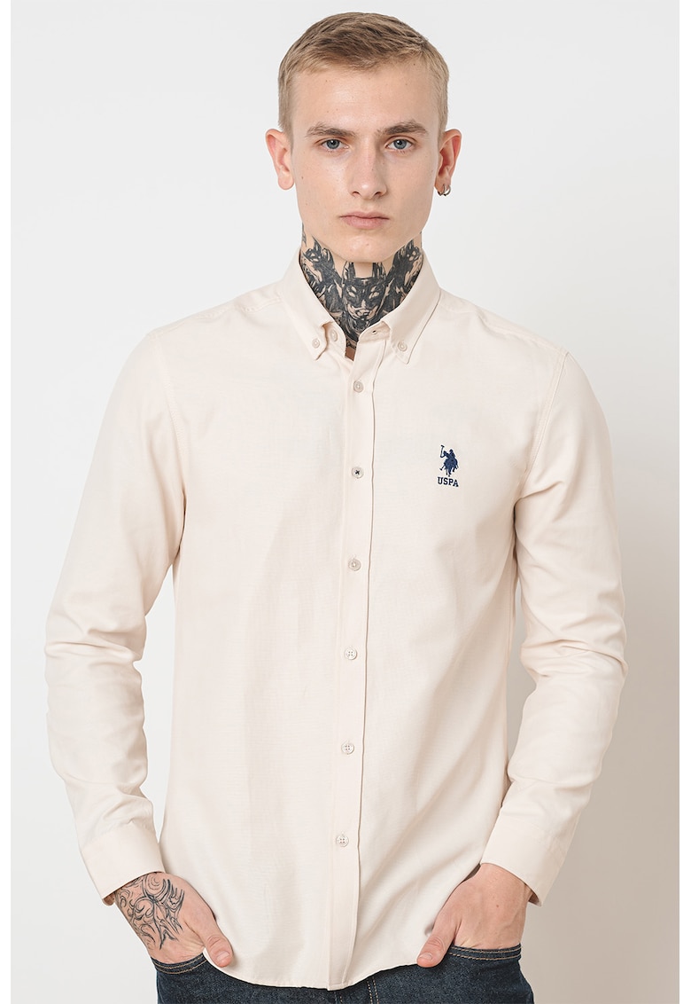 Слим риза с памук с лого US Polo Assn
