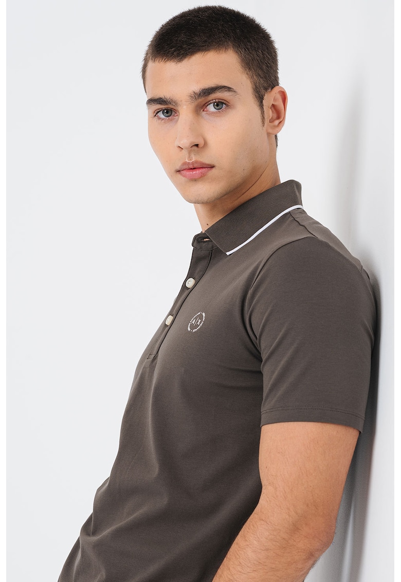 Слим тениска с яка и лого ARMANI EXCHANGE