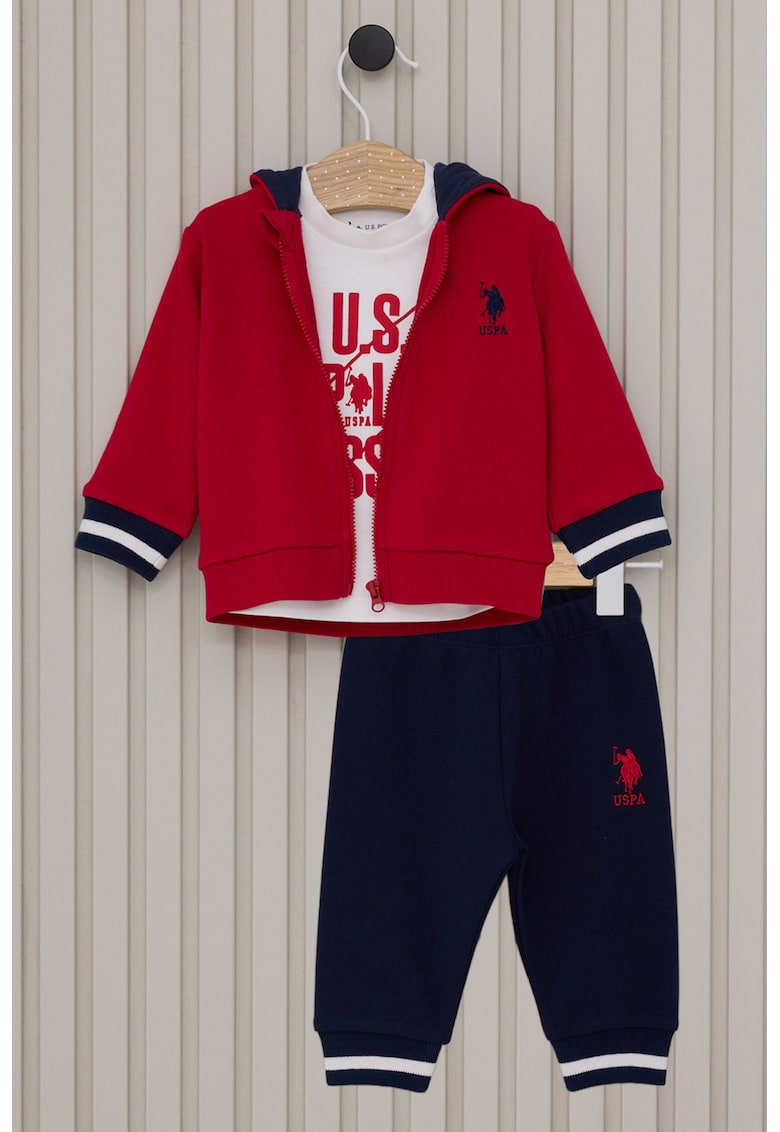 Спортен екип с качулка - цип и лого US Polo Assn