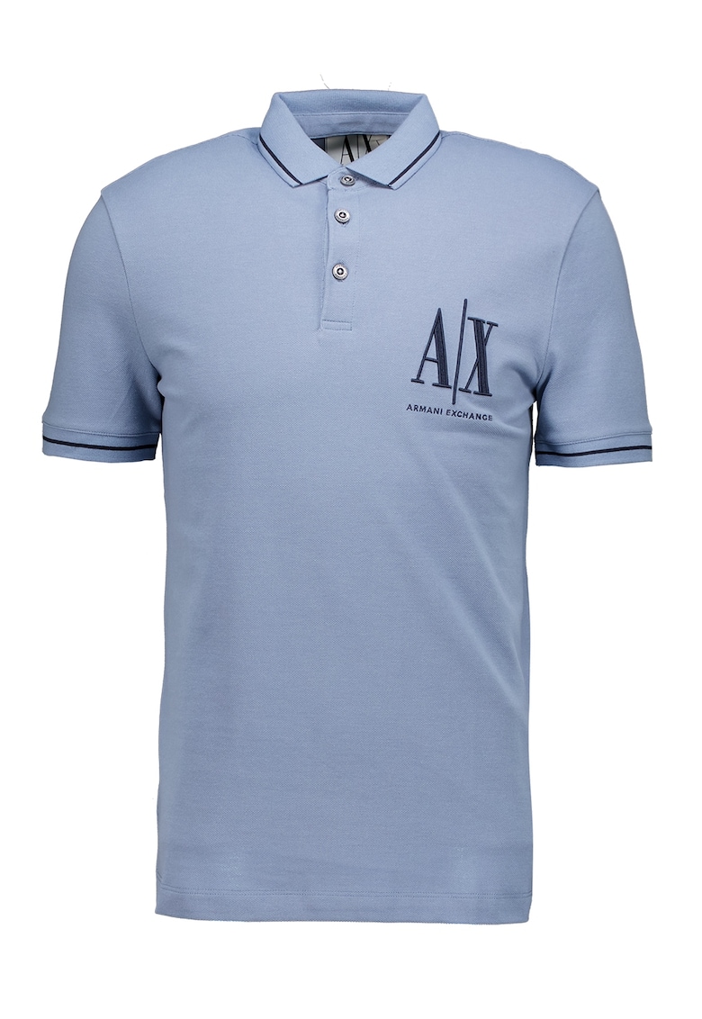 Тениска от памучно пике с яка ARMANI EXCHANGE