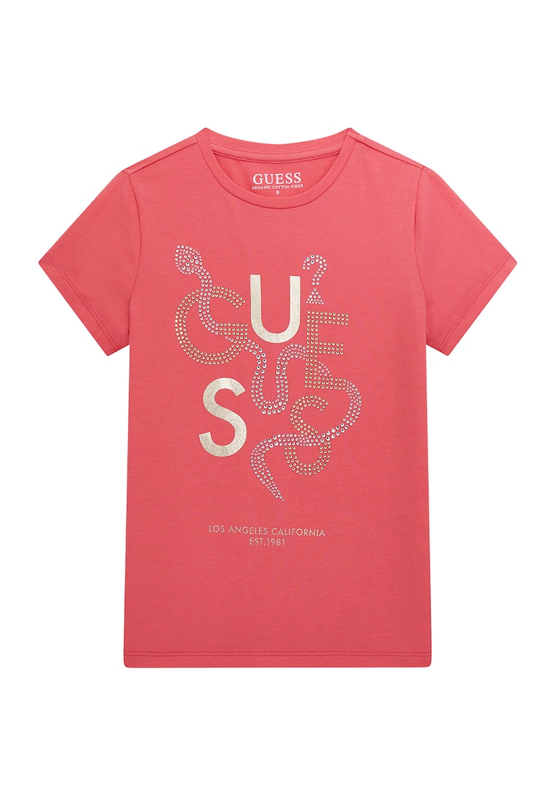 Тениска с декоративни камъни GUESS KIDS