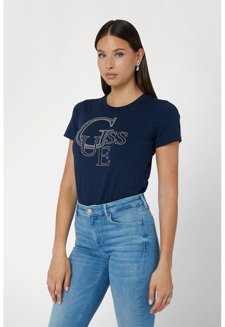 Тениска с декоративни камъни GUESS