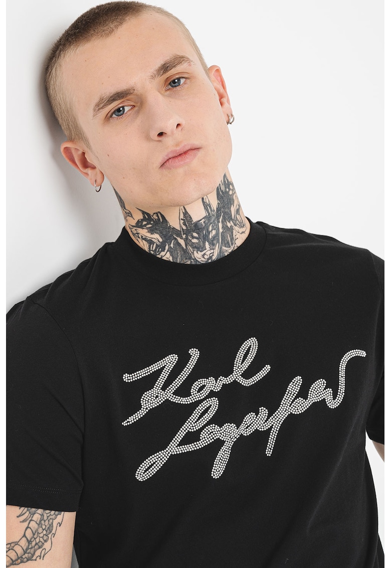Тениска с овално деколте и лого Karl Lagerfeld