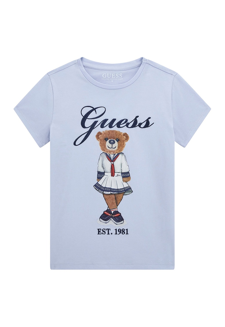 Тениска с принт на мече и бродирано лого GUESS KIDS