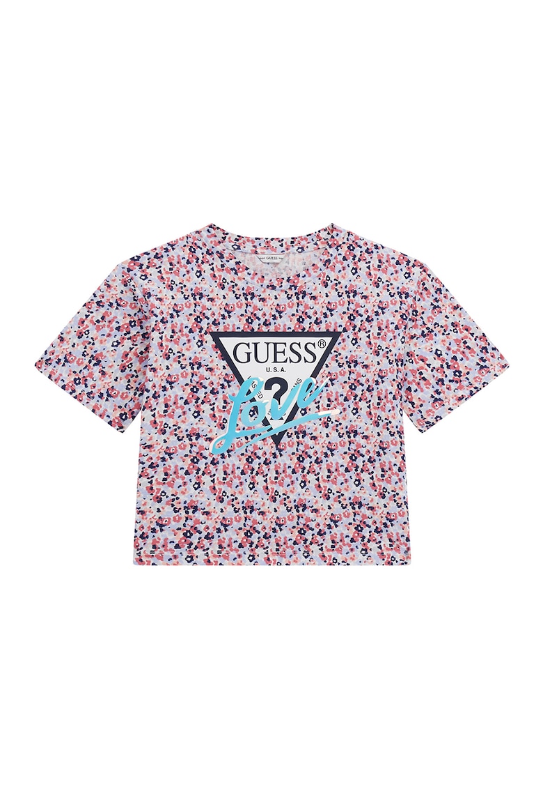 Тениска с флорален принт и лого GUESS KIDS