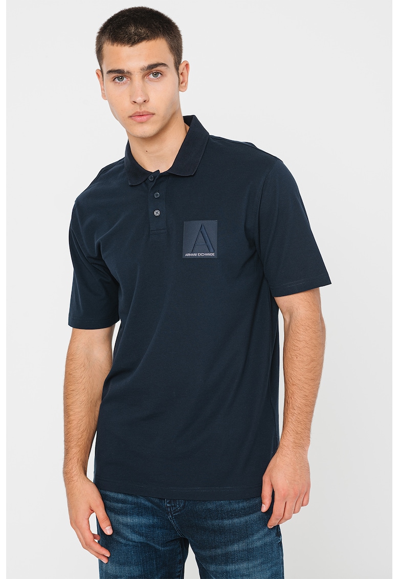 Тениска с яка и лого ARMANI EXCHANGE