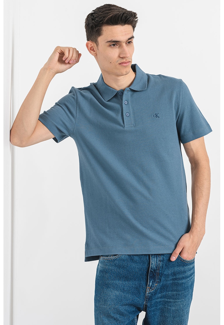 Тениска с яка и релеф CALVIN KLEIN JEANS