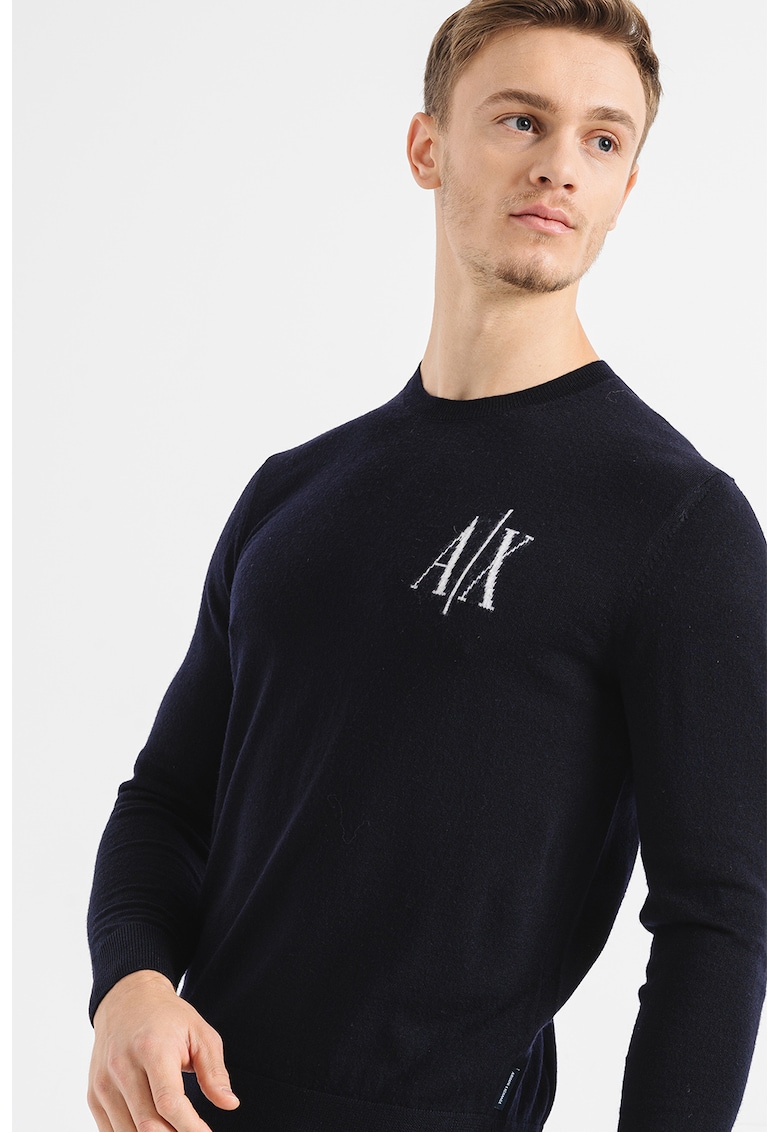 Фино плетен вълнен пуловер с лого ARMANI EXCHANGE