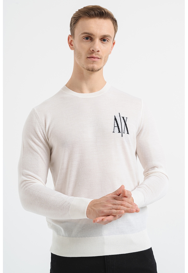 Фино плетен вълнен пуловер с лого ARMANI EXCHANGE
