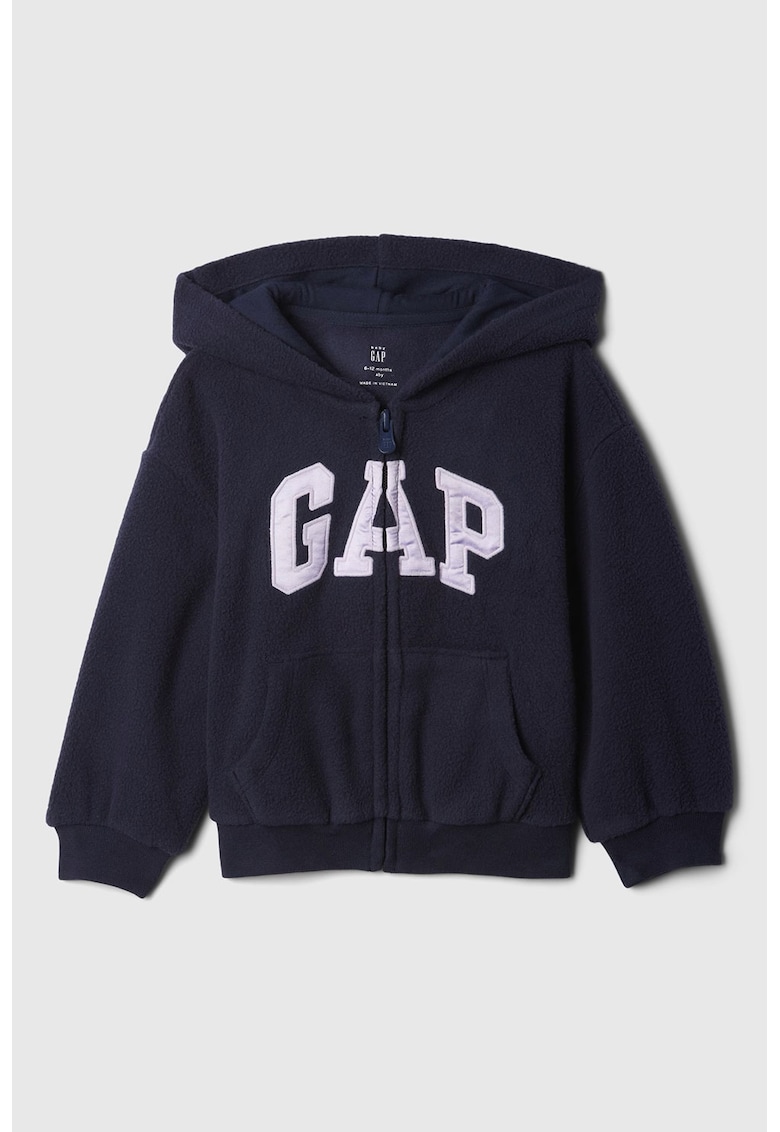 Худи от полар с лого и скосени джобове GAP