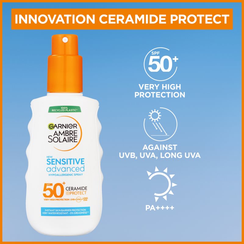 Garnier Ambre Solaire Sensitive Advanced спрей за загар за чувствителна кожа SPF 50+ 150 мл. купи на топ цена