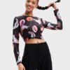 Desigual Блуза MONSIEUR CHRISTIAN LACROIX Smile 22WWTK76 Черен Slim Fit за Жени цена