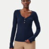 Tommy Hilfiger Блуза Henley WW0WW43905 Тъмносин Slim Fit за Жени цена