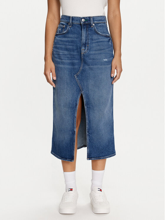 Дънкова пола Tommy Jeans за Жени цена