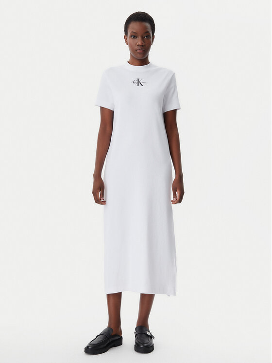 Calvin Klein Jeans Ежедневна рокля Monologo J20J225543 Бял Regular Fit за Жени цена