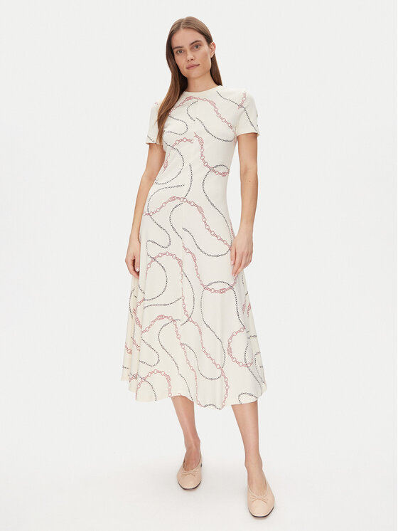 Tommy Hilfiger Ежедневна рокля Modern F&F Midi Dress WW0WW44547 Бял Regular Fit за Жени цена