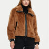 Dixie Кожено палто V330K002A Кафяв Regular Fit за Жени цена
