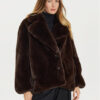 PINKO Кожено палто 104321 A1ZO Кафяв Regular Fit за Жени цена