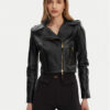 Elisabetta Franchi Кожено яке GD-47Z-51E2-V1200 Черен Regular Fit за Жени цена