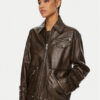 Pinko Кожено яке Grotta 104048 A23U Кафяв Regular Fit за Жени цена