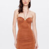 Elisabetta Franchi Коктейлна рокля AB-435-32E2-V400 Кафяв Slim Fit за Жени цена