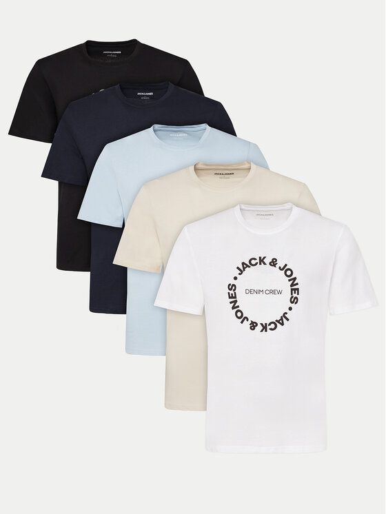 Jack&Jones Комплект 5 тишърти Simon 12276424 Цветен Standard Fit за Мъже цена