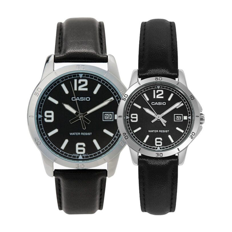 Комплект часовници за двойки Casio MTP-V004L-1B-LTP-V004L-1B - Подарък