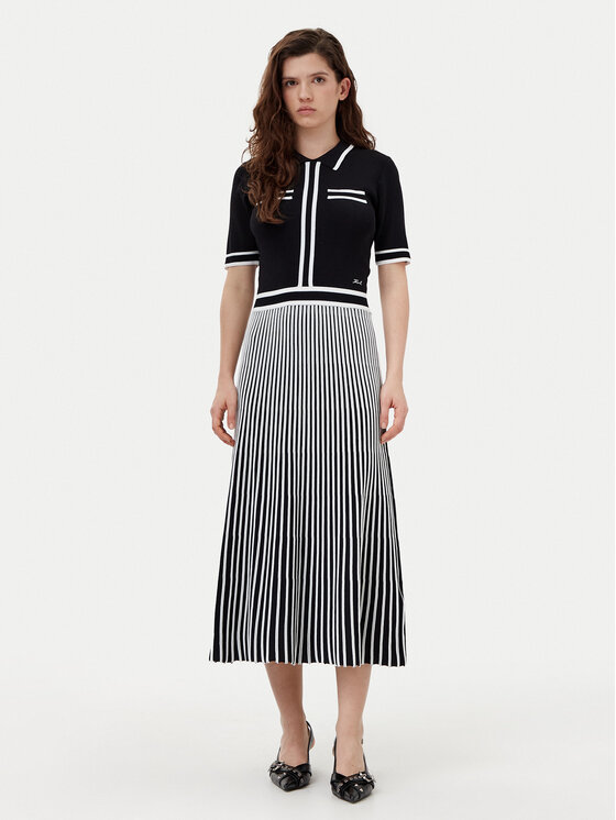 KARL LAGERFELD Плетена рокля A1W13026 Черен Regular Fit за Жени цена