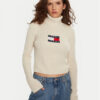 Tommy Jeans Поло Flag DW0DW18678 Екрю Regular Fit за Жени цена